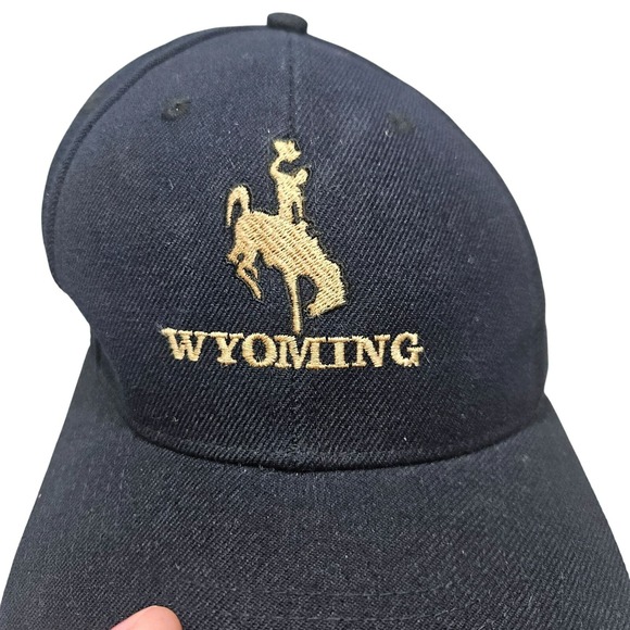 Wyoming Cowboy Embroidered Logo Black Baseball Cap One Size Headmaster Inc. - Picture 1 of 8